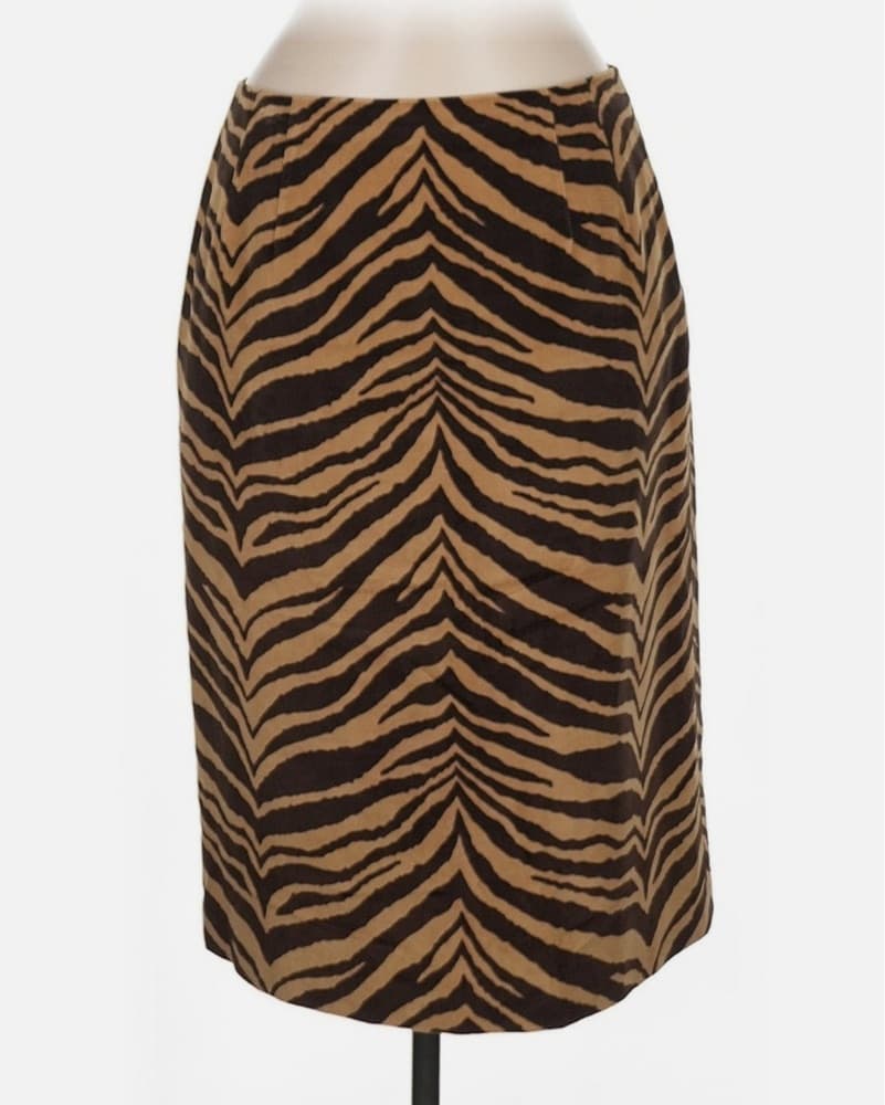 Vintage Velvet Zebra Print Midi Skirt - Image 1