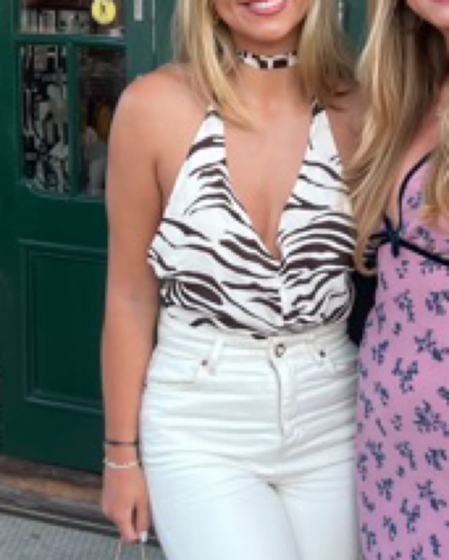 Reformation brown Zebra Top W Neck Tie - Image 3
