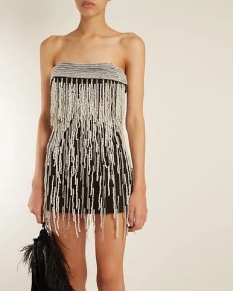 $3K Attico Crystal + Pearl Fringe Dress - Image 3