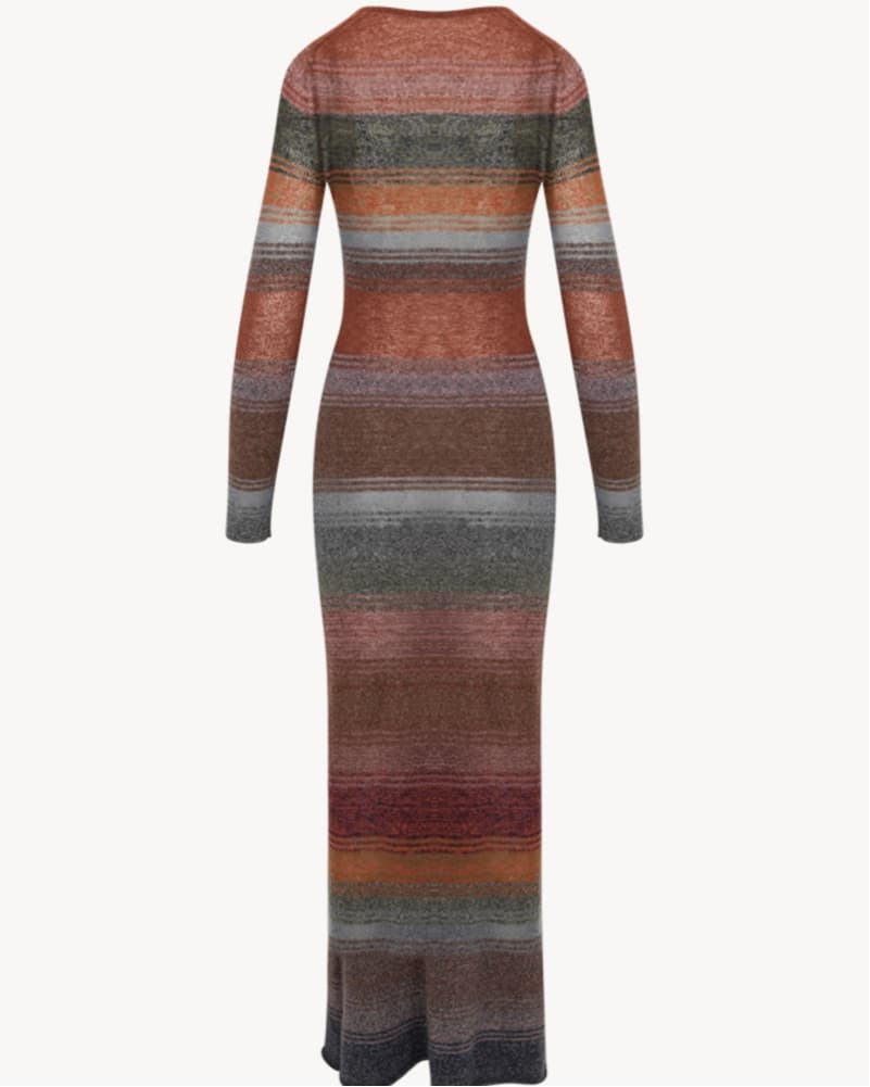 The Daphne Sweater Dress In Dune Stripe - Image 3