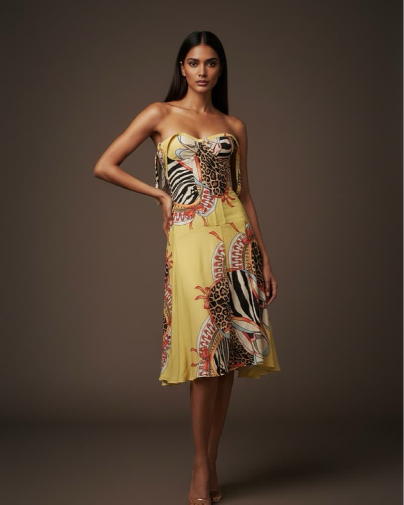 Roberto Cavalli 2004 Yellow Corset Dress - Image 2