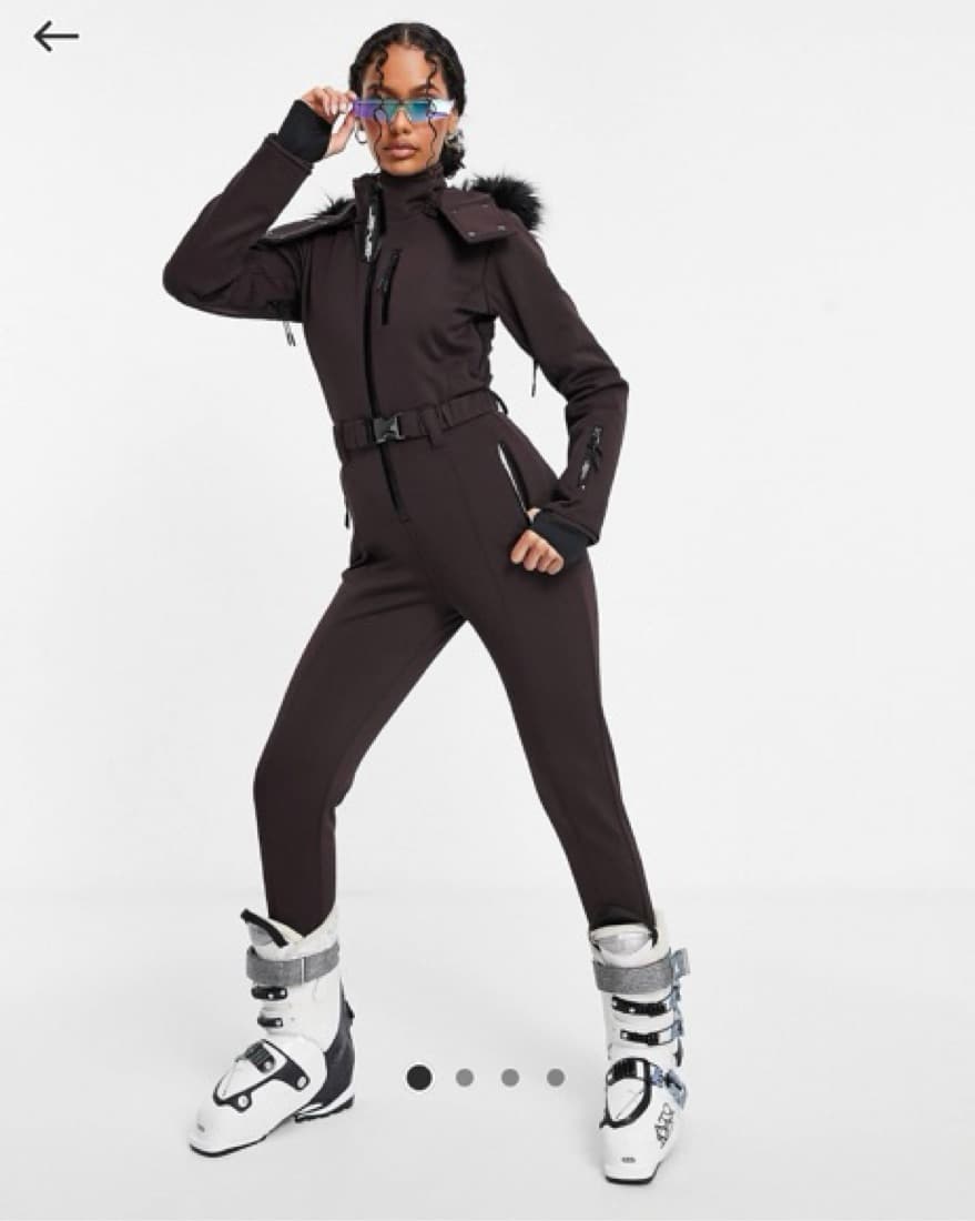 4505 Ski Suit, Belted w Faux Fur Hood  - Image 1