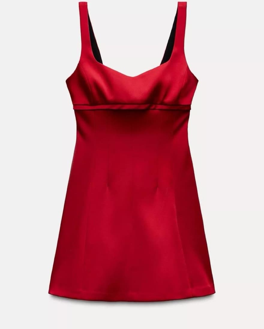 Zara Red Satin Mini Dress - Image 1