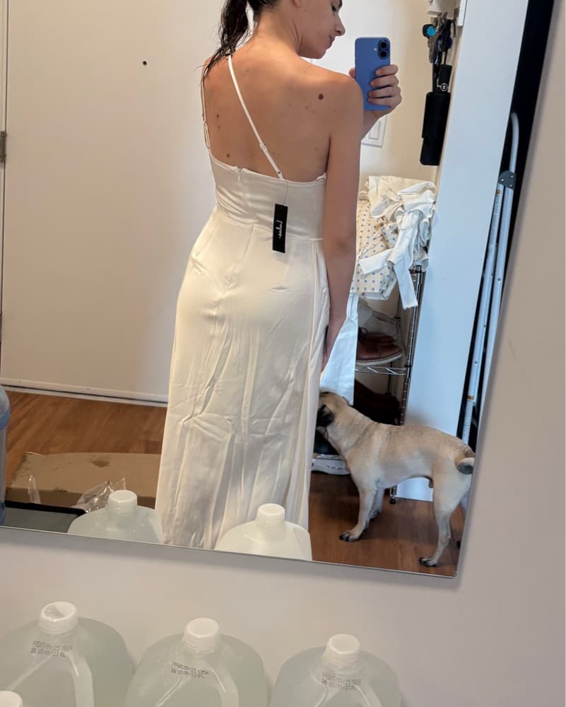 Chic One-Shoulder White Formal Dress - Image 2