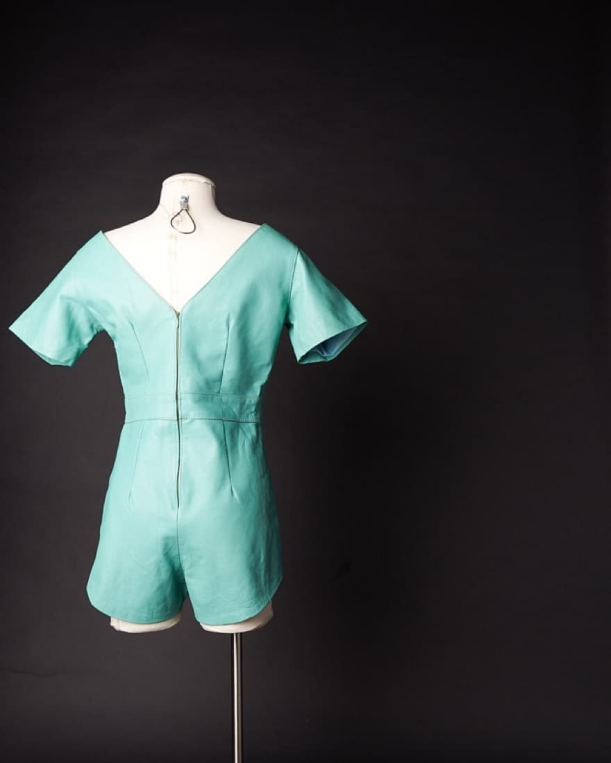 Custome Vintage Leather Bodysuit Romper - Image 2