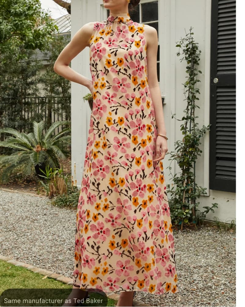 Crush Velvet Floral Dress - Image 1