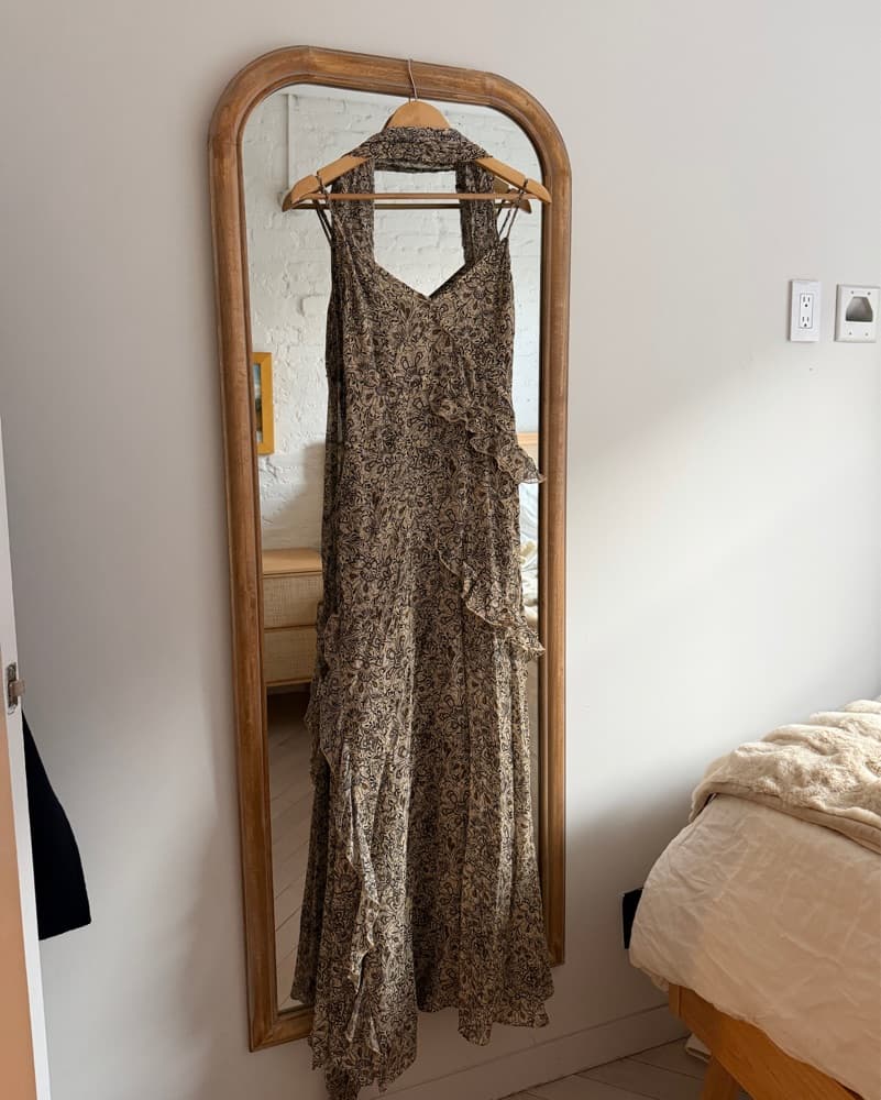 Printed Maxi Dress With Scarf - Image 1