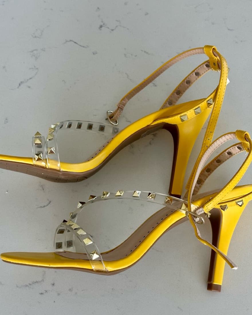Adrienne Vittadini Gold Stud Heels  - Image 3