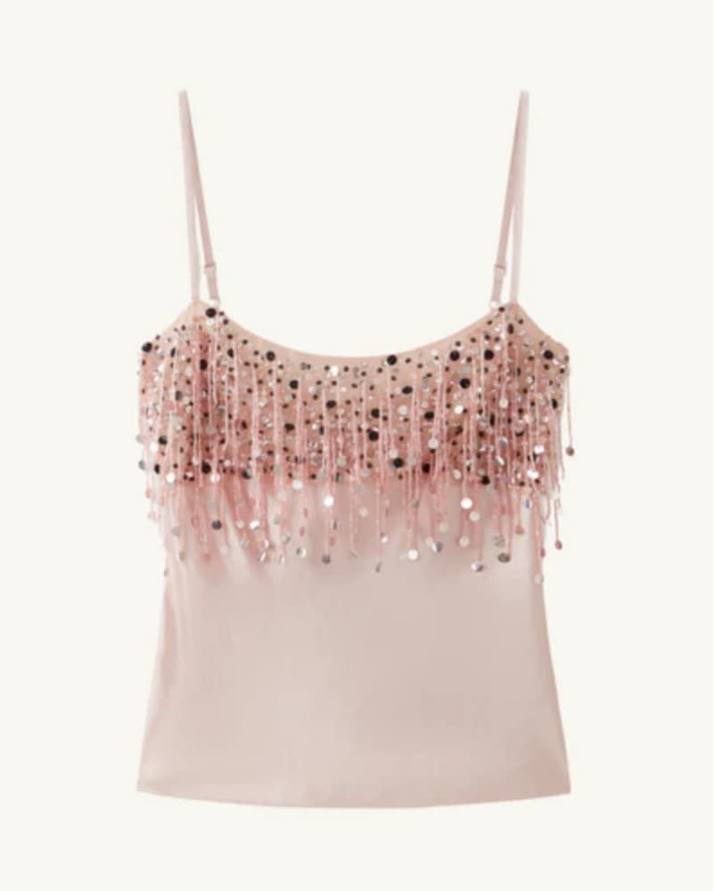 Yasmin Hand Beaded Tank- Blush Pink - Image 4