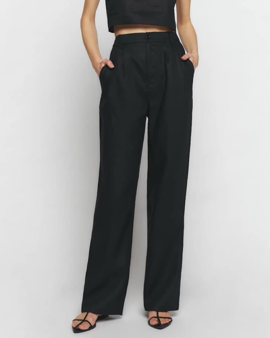 Reformation Olivia Black Linen Two Piece - Image 4