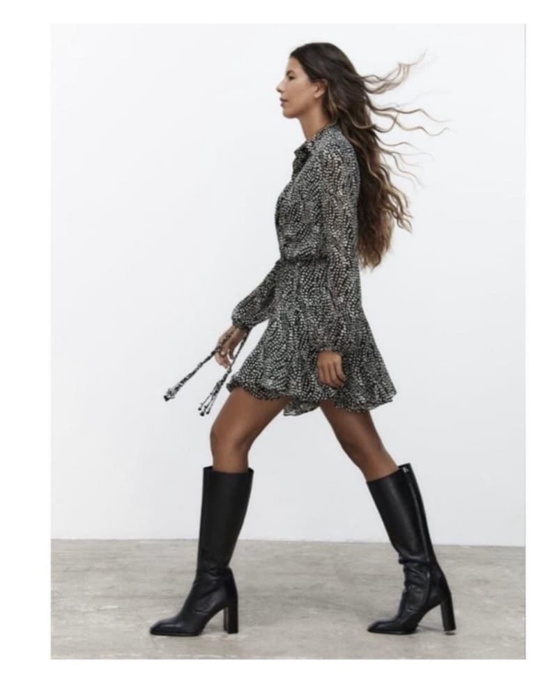 Zara White And Black Spotted Tie Dress - Image 3