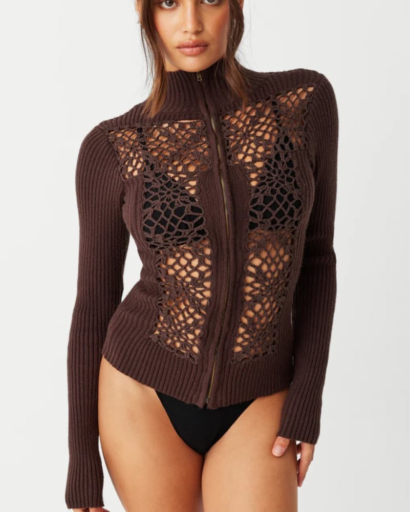 Frankies Bikinis - Knit Zip Up Jacket - Image 1