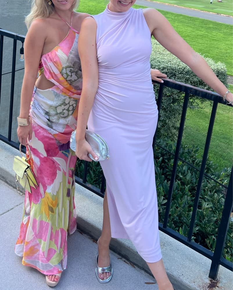 Zara Pink Draped Midi Dress - Image 4