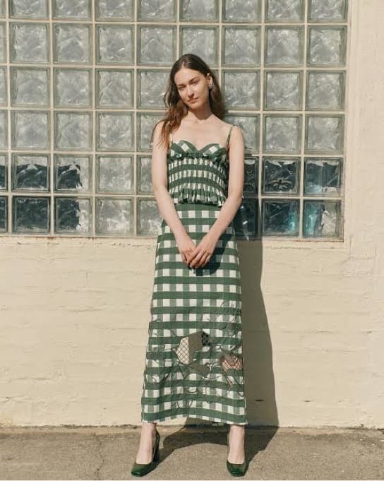 Clea Green Gingham Matching Set - Image 1