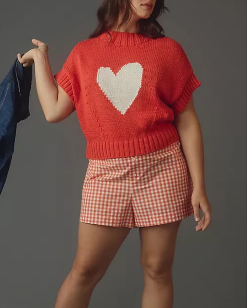 Mock Neck Cropped Short Sleeve Sweater - Image 3