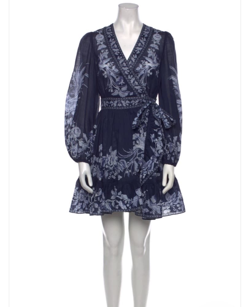 Floral Embroidered Wrap Dress - Image 1