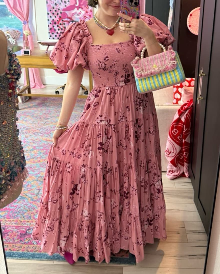 Pink Floral Wedding Guest Dress - Image 3