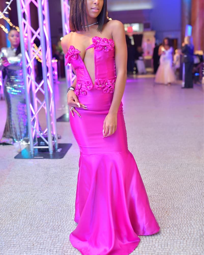Vibrant Fuchsia Mermaid Gown - Image 1