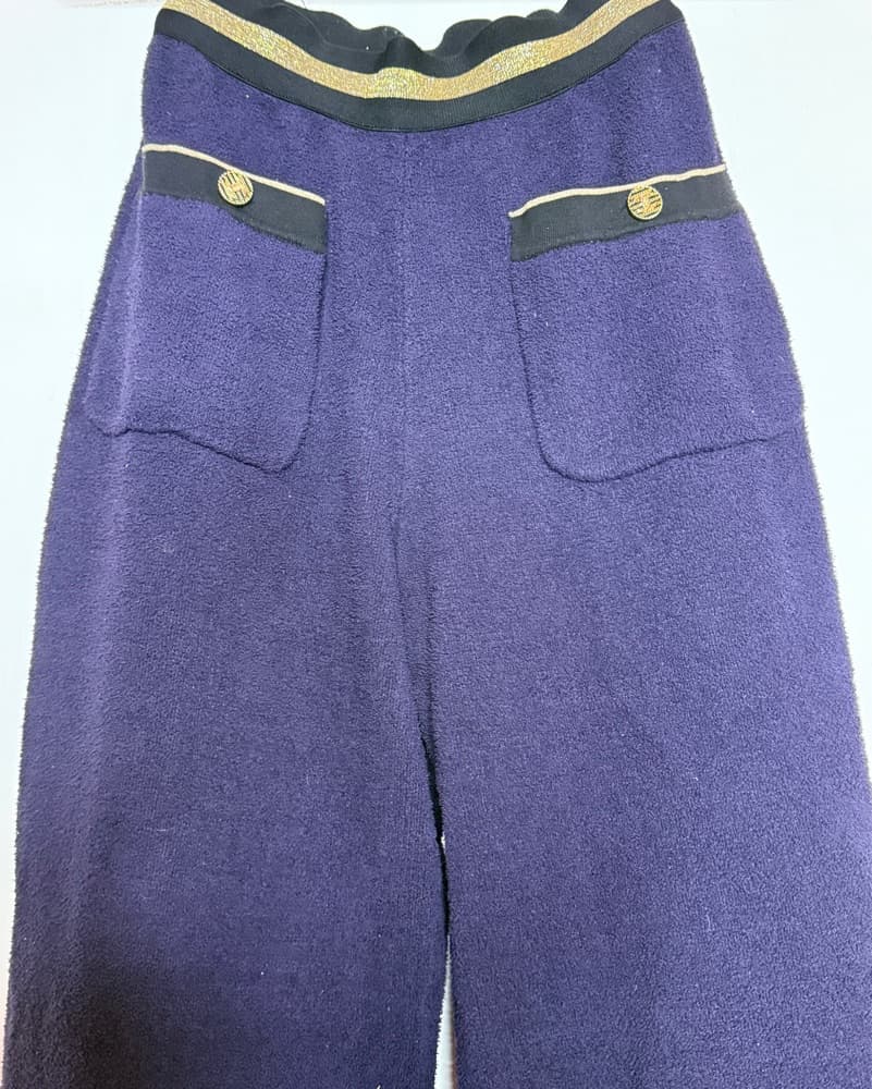 Chanel Navy Velvet with Gold Trim Pants - Image 6
