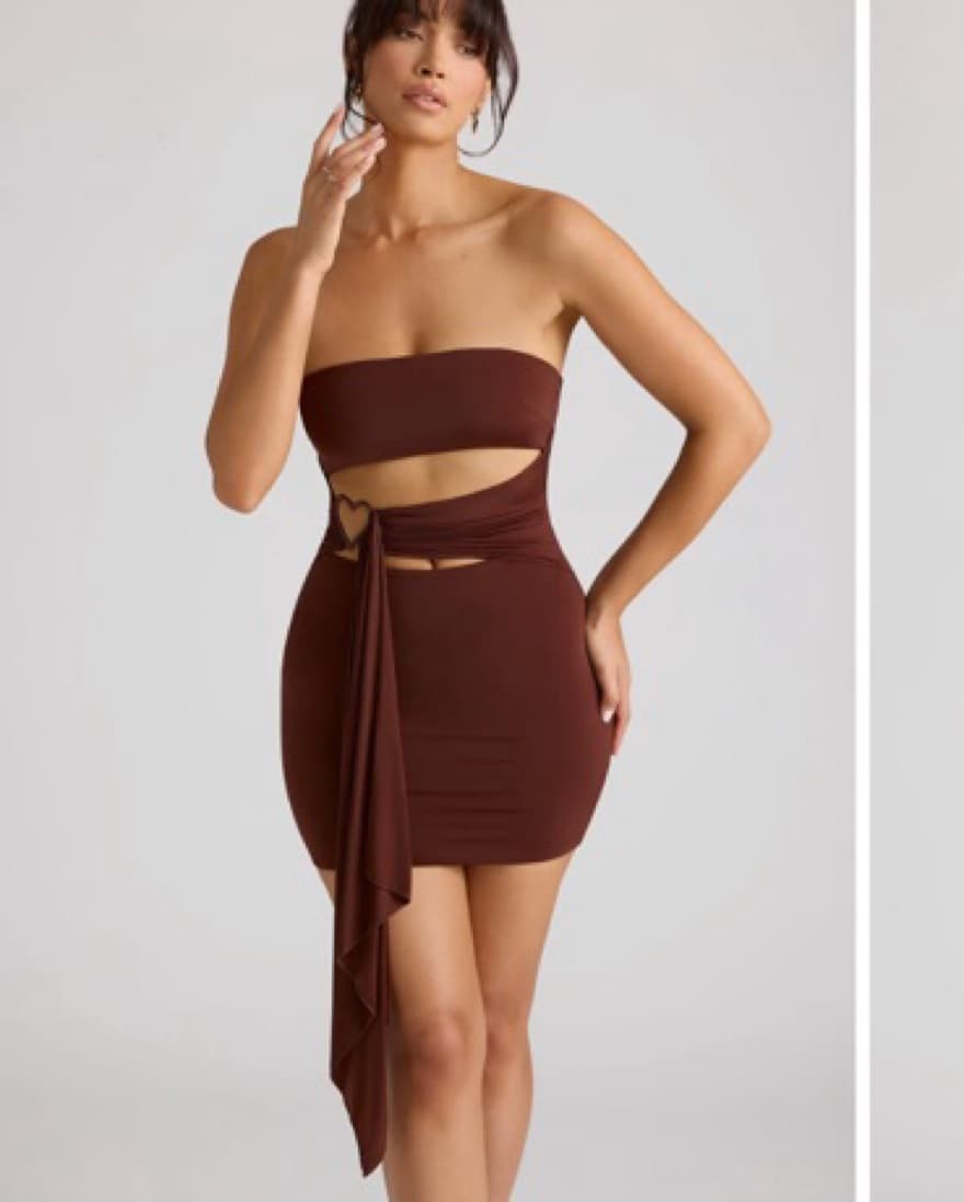 Oh Polly Natalya Brown Heart Dress - Image 1