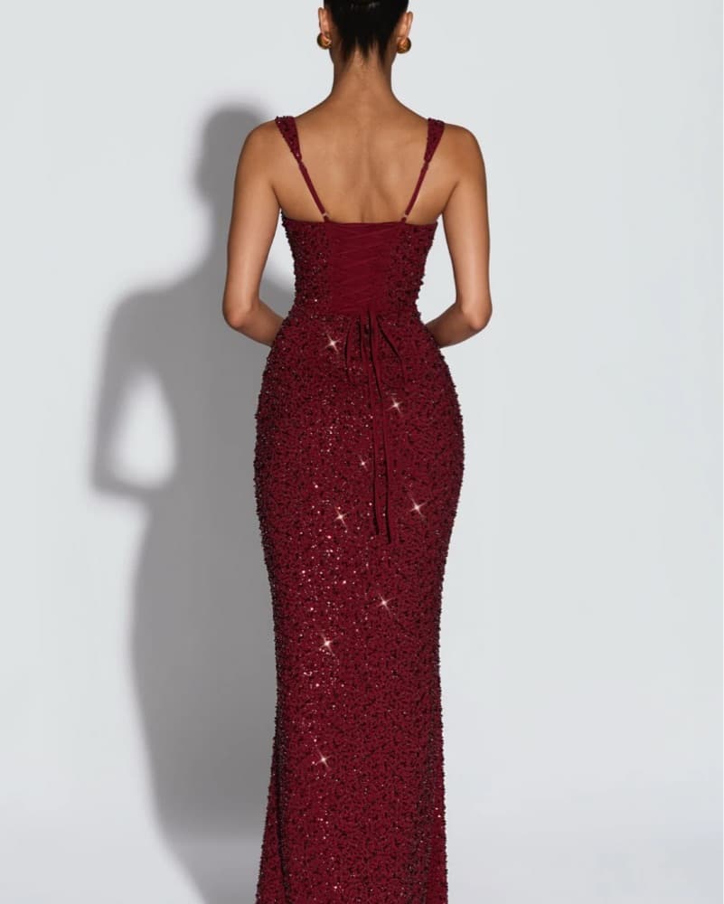Babyboo Burgundy Red Maxi Gown Dress - Image 2