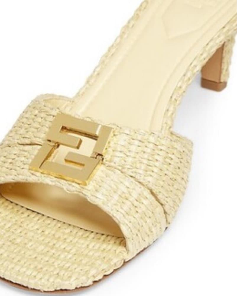 Fendi Fold 55 Raffia Mules - Image 2