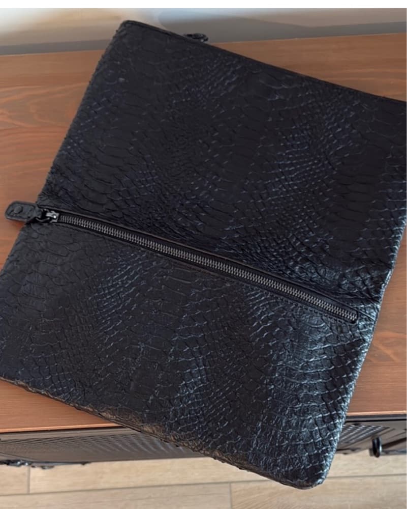 Sleek Black Croc-Embossed A&O Clutch - Image 2
