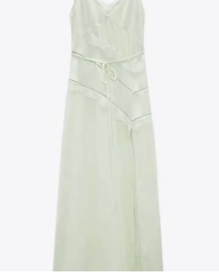 Zara Front Slit Dress With Lace  - Image 3