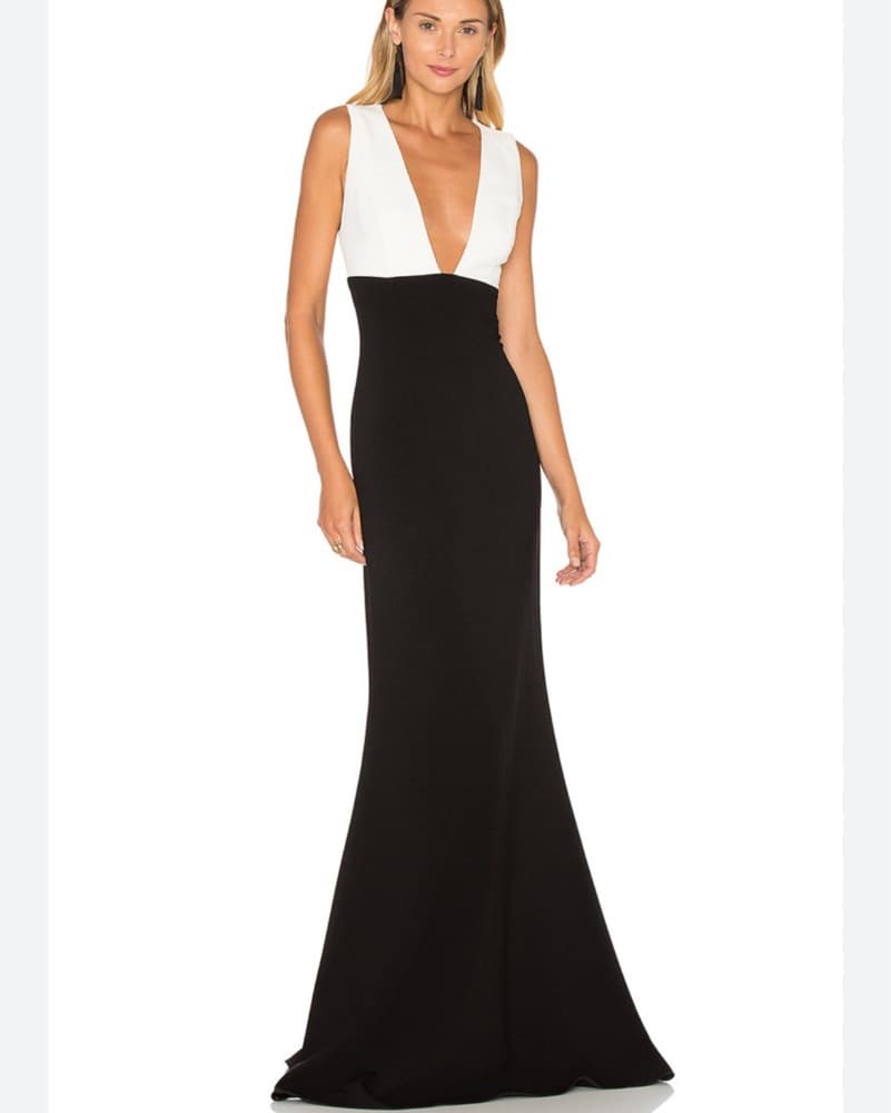 JILL STUART COLORBLOCK V NECK DRESS GOWN - Image 1