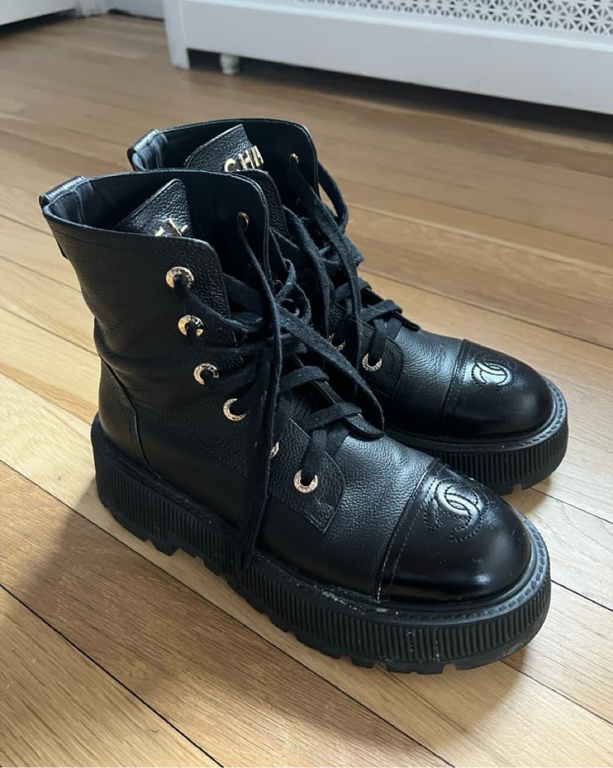 Chanel Leather Platform Boots - Image 2