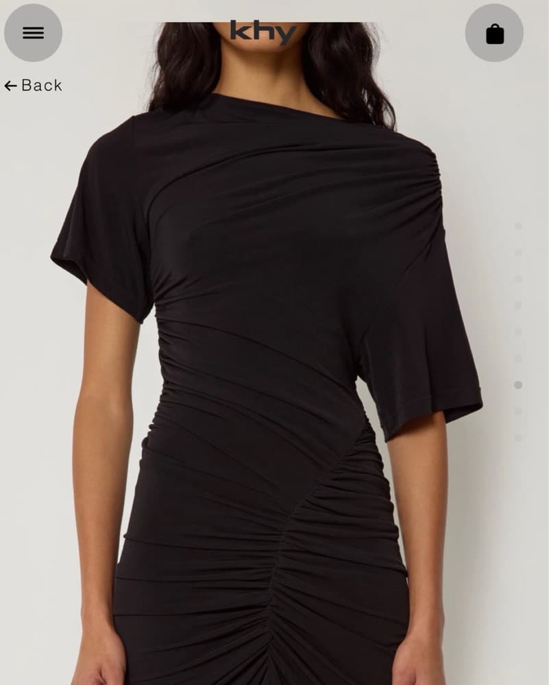 Khy Asymmetrical Ruched Black Dress - Image 3