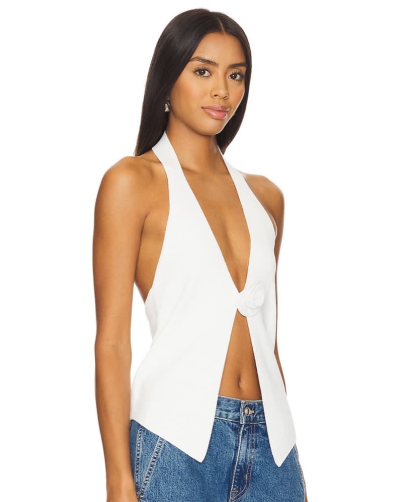 Revolve Dixie Halter Top in White  - Image 2