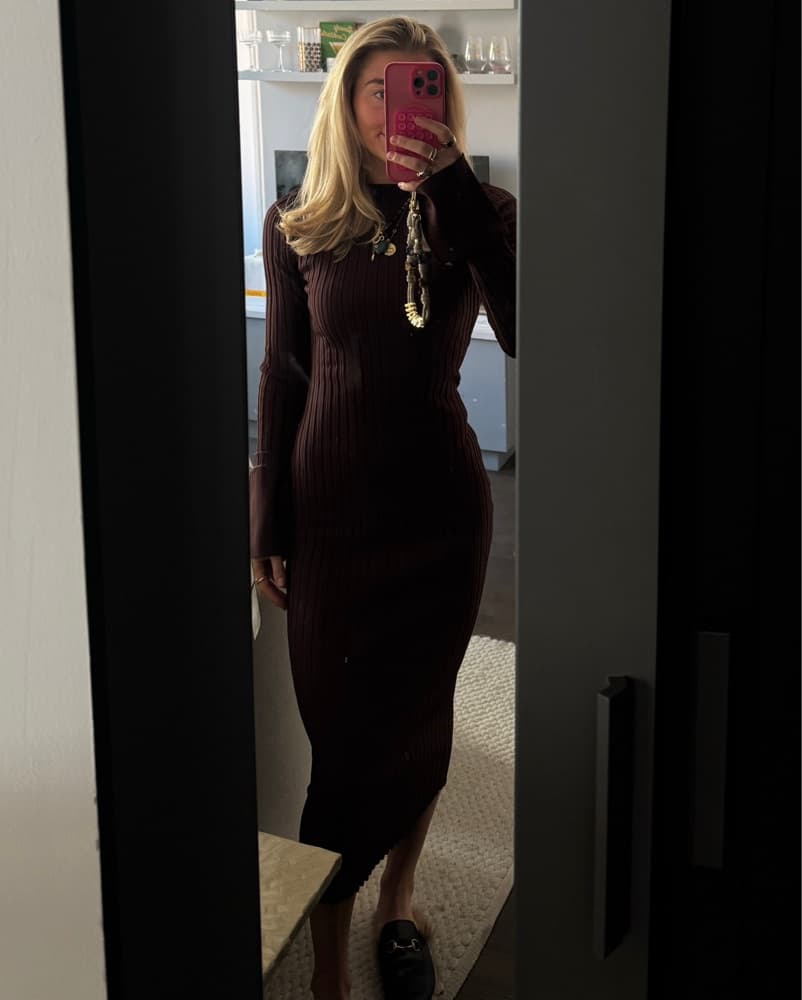 SAME CUFFED RIBBED KNIT DRESS - Image 1