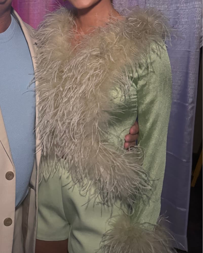 Gigi Feather Blouse in Pistachio - Image 6