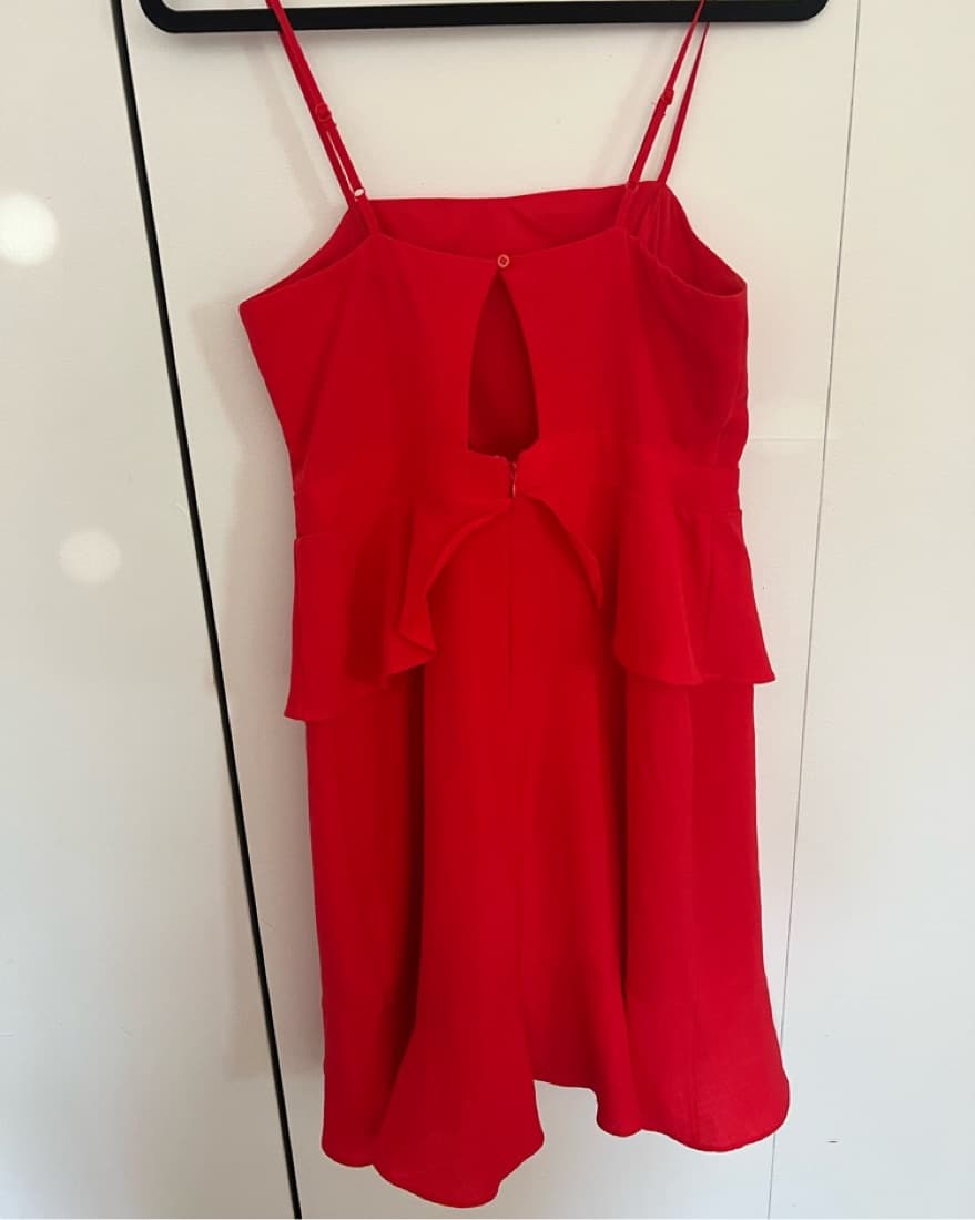 Red Mini Dress With Ruffles - Image 2