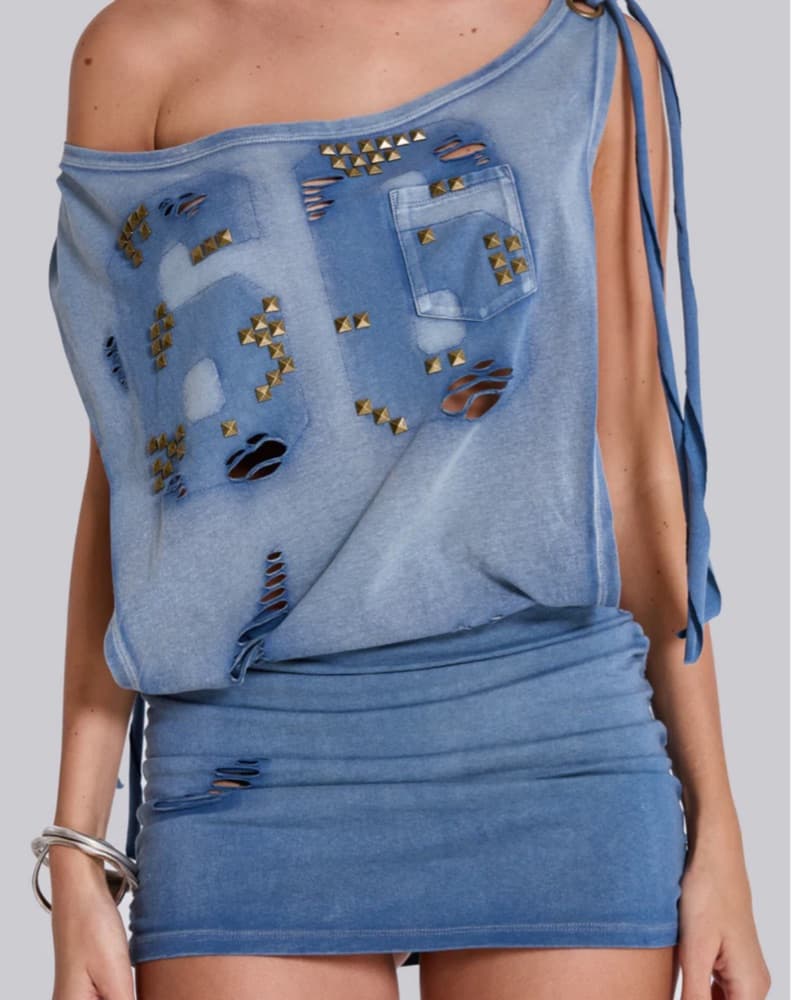 Jaded London Studded Backless Blue Dress - Image 5
