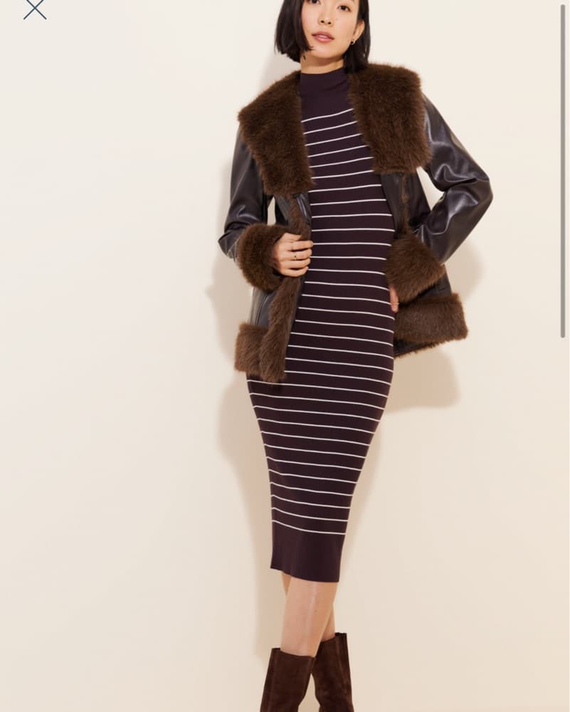 Faux Fur Brown Vegan Leather Coat - Image 2