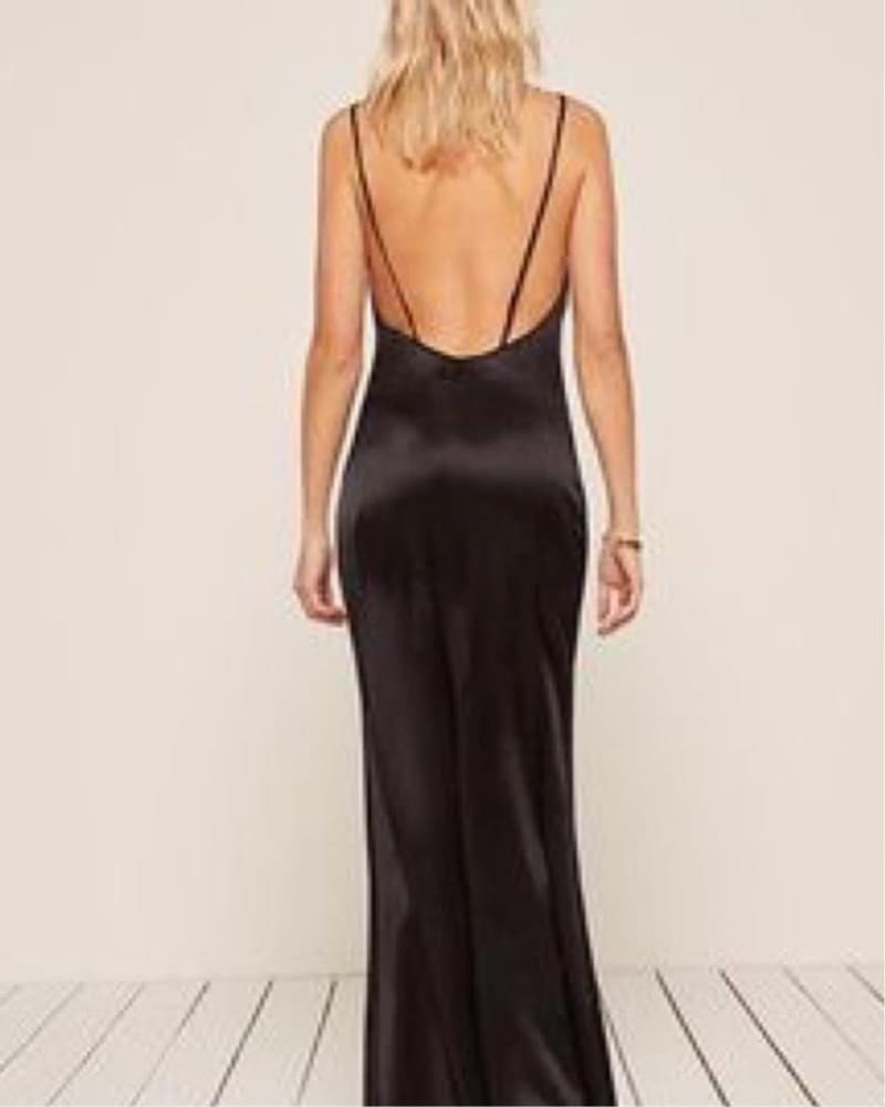 Reformation Black Silk Long Dress  - Image 4