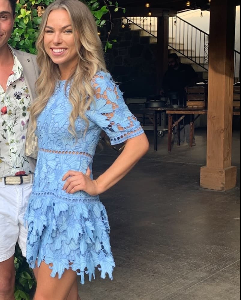 Light Blue Lace Mini Dress - Image 3