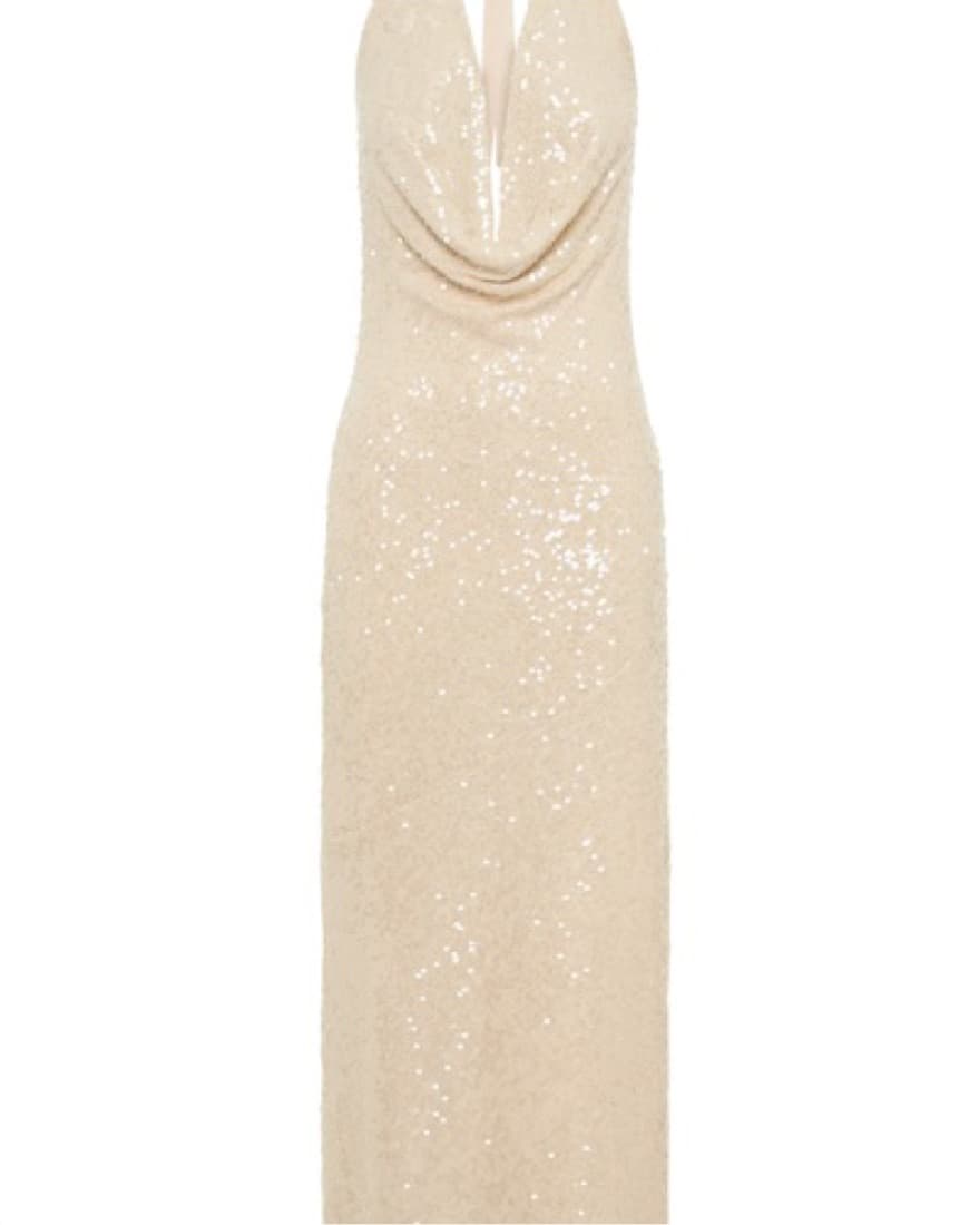 Meshki Sequin Cream Halter Dress - Image 5