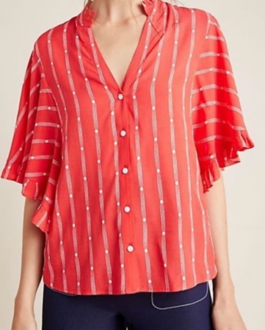 Maeve Aveiro Flutter-Sleeve Blouse - Image 1
