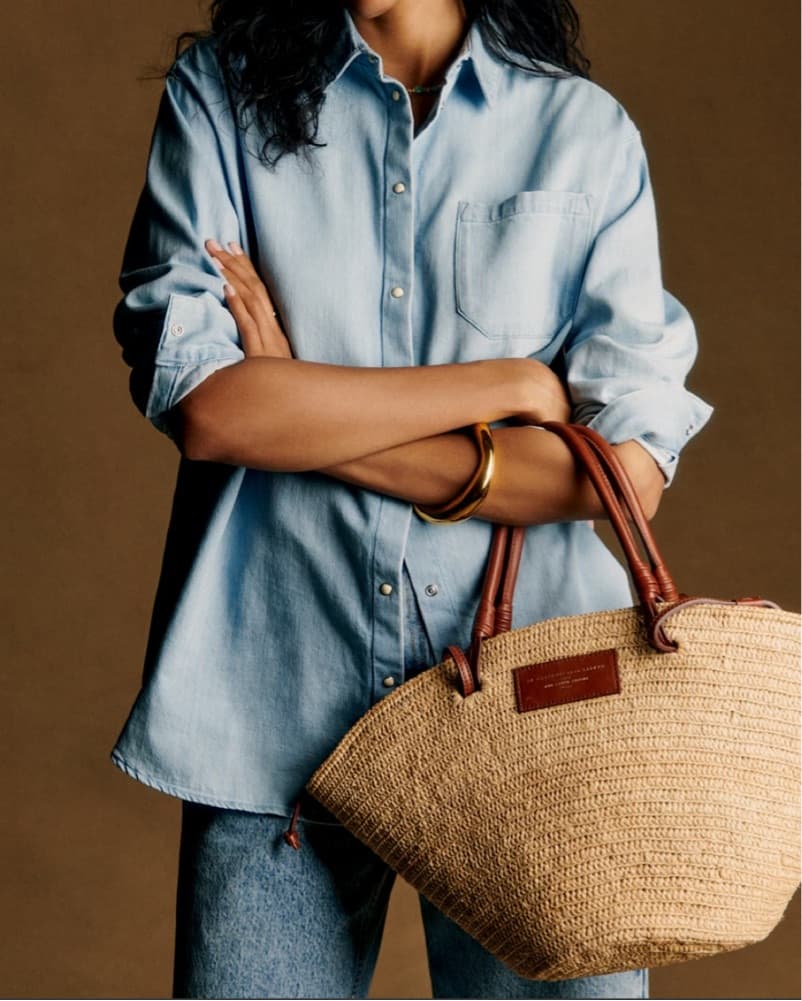 Sezane Raffia Basket Bag - Image 3