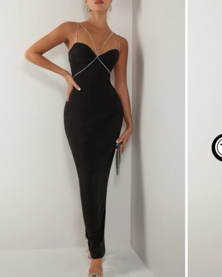 Black Strap Cutout Maxi Dress  - Image 2