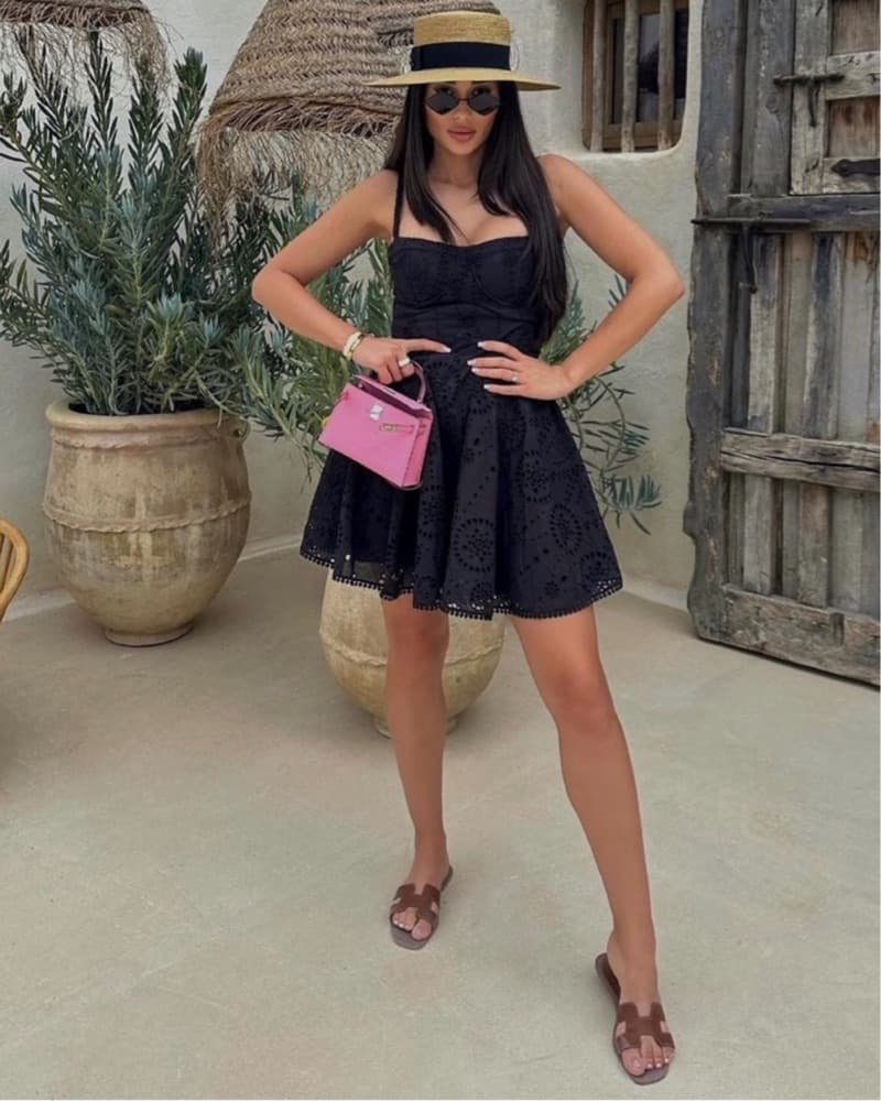 Elegant Lace Mini Dress Black  - Image 1