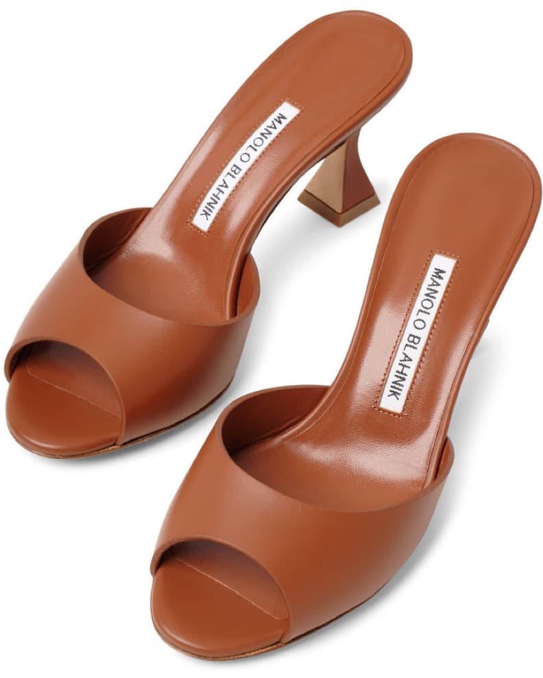 Manolo Blahnik Brown Leather Mules - Image 1
