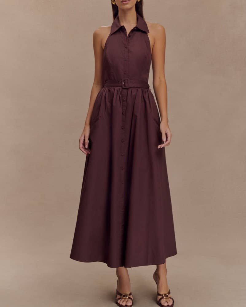 Sleek and Sophisticated Halter Maxi Dress - Image 1