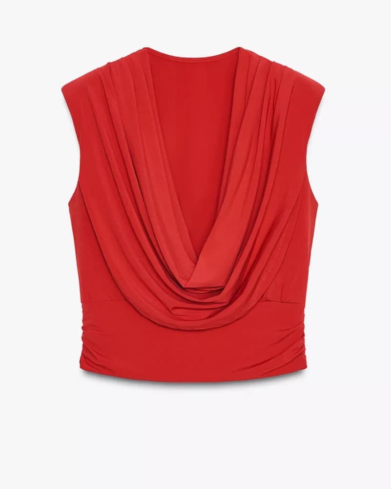 Vibrant Red Draped Top - Image 4
