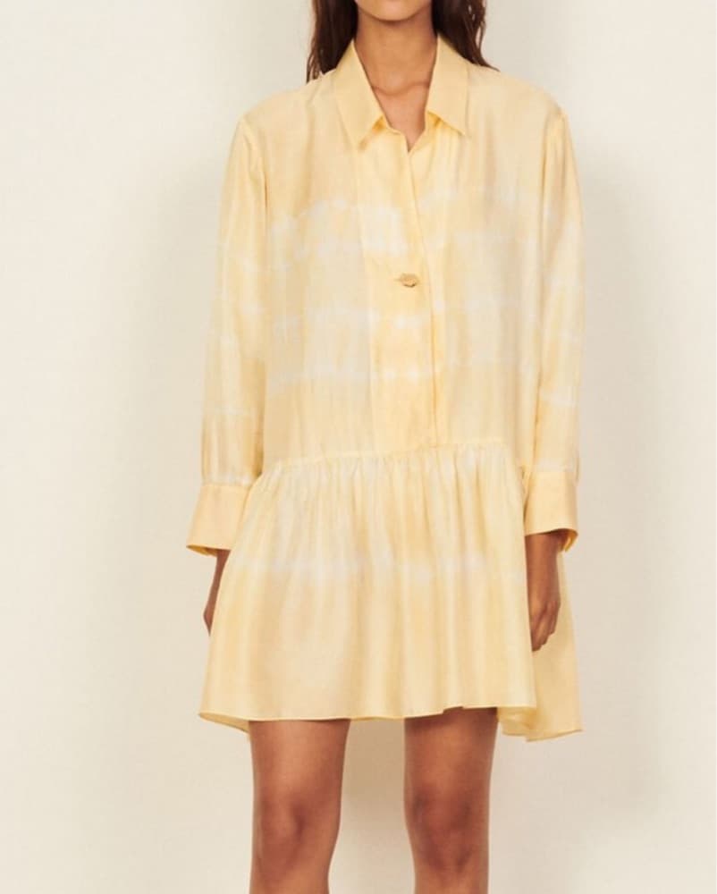 Maje Yellow Tie Dye Drop Waist Dress  - Image 4