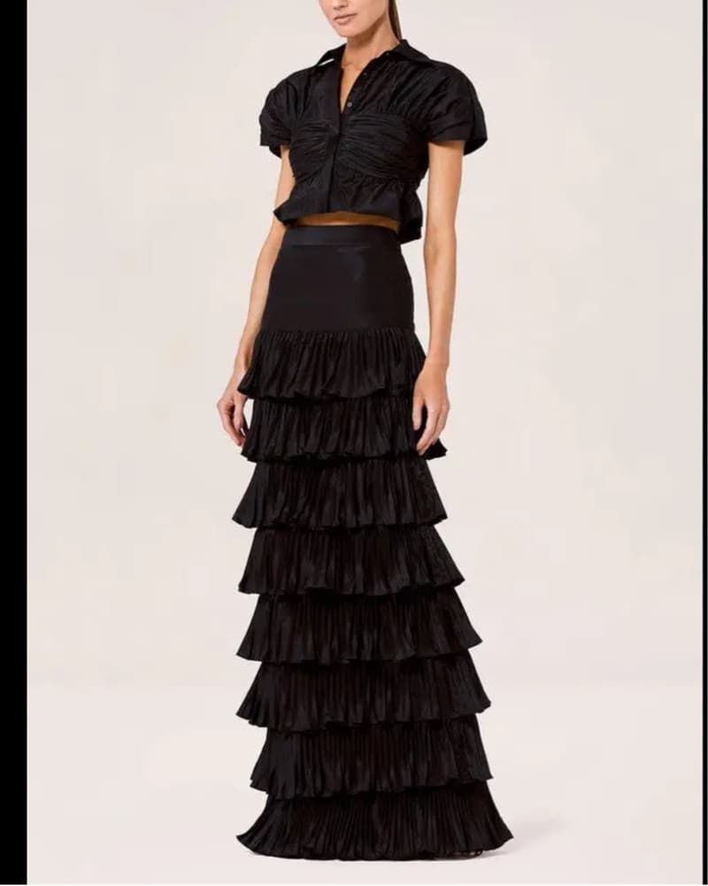 Dramatic Black Tiered Ruffled Skirt  - Image 1
