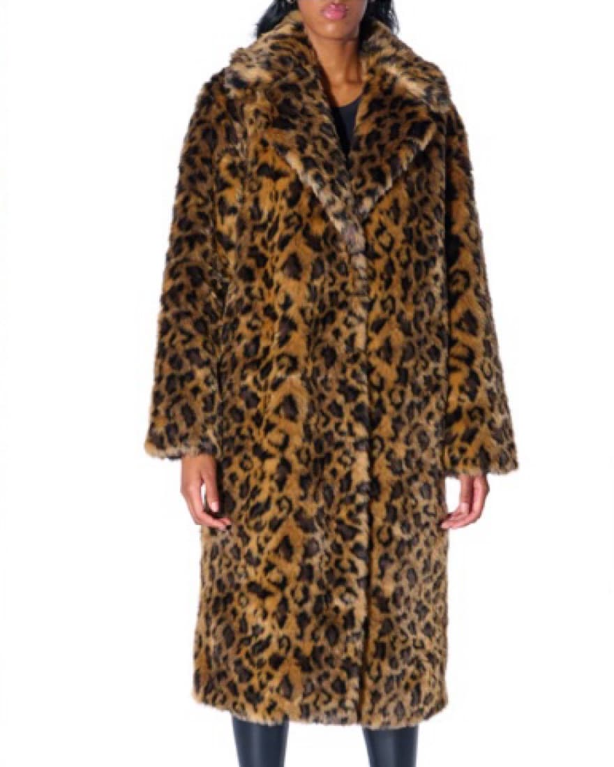 Leopard Faux Fur Coat - Image 1